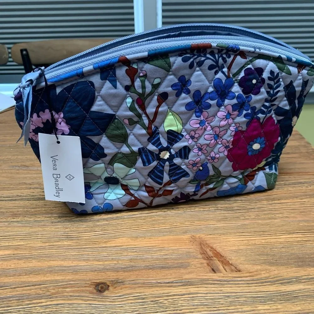 Vera Bradley Blue and Purple Floral Cosmetic Bag
